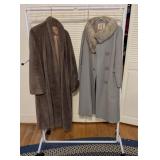 Clothes Rack & 2 Vintage Ladies Coats