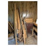 Scrap Lumber, Bowl Blanks & Brown Painted Cabinet