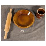 Rolling Pin, Pie Plate, Lidless Crock