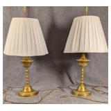 Pair of Brass Lamps Modeled After Whale Oil Lamps