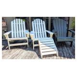 3 Plastic Adirondack Chairs & a Footrest