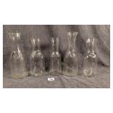 5 Clear Glass Carafes 4 Embossed