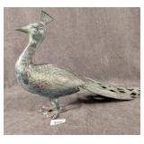 Metal Peacock with Verdigris Patina