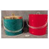 Faux Malachite & Shiny Red Ice Buckets