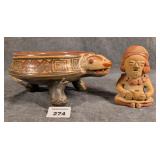 2 Pre Columbian Style Ceramics Inc Jaguar Effigy