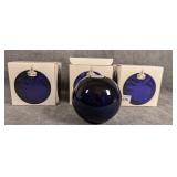 3 New Dept 56 Cobalt Glass Ball Tea Light Holders