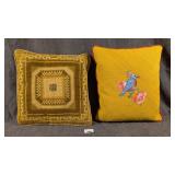 Geometric & Bluebird Needlepoint Pillows