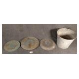 Galvanized Pail & 3 Sundial Disks