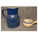Iron Mountain Stoneware Freedom Blue Pitcher & a