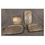 4 SIlverplate Serving Trays, Largest engraved
