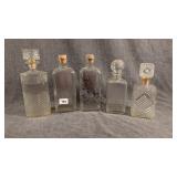 3 Decanters & 2 Corked Bottles