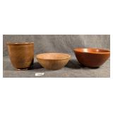 3 Turned Wooden Bowls Signed Walter Perkins