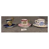 3 Souvenir Demitasse Cups & Saucers