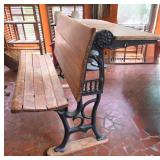 Antique Cast Iron & Wood 2 Seat School Desk