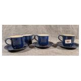 Iron Mountain Freedom Blue 4 Blue Cups & 3 Saucers