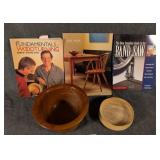 2 Walter Perkins Turned Wood Bowls & 3 Books