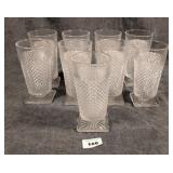 9 English Hobnail 9 Oz Square Footed Tumblers