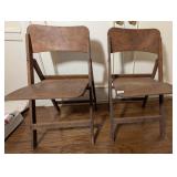 Two Antique Wooden Folding Chairs