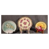3 Hand Painted Floral Porcelain Plates Inc Nippon