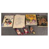 4 Needlecraft Books & 3 Small Needlepoint Stocking