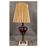 Ruby Cut to Clear Lamp w/ Marble Base