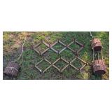 2 Wooden Coat or Hat Racks & Wood & Rope Planters