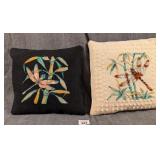2 Dragonfly Needlepoint Pillows