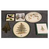 Collection of Trivets Inc Brass & Spode Christmas