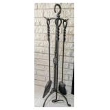 Twist Handle Wrought Iron Fireplace Tool Set