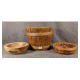 Wooden Bucket, Turned & California Redwood Bowls