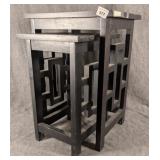 2 Asian Screen Inspired Nesting Tables