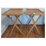 Two Oversized Folding Wooden TV Tray Tables