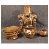 4 Pcs of Pre Columbian Style Pottery Lgst damaged