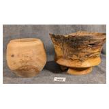 Two Turned Spalted Wood Bowls, Unsigned