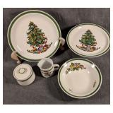 Group of Stoneware Christmas Dishes