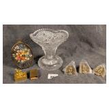 Bowl, Ribbon Flowers, Matchboxes, Eagle Knobs