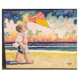 Expedito Lima Painting of Boy Kite Flying
