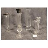 6 Clear Glass Bud Vases