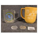 JH Rose & ECU Mugs; Souvenir Coins