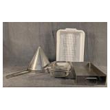 Group of Food Sieves, Drainer Pans, Fry Baskets
