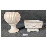 2 Vintage White Planters 1 Floraline