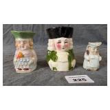 3 Miniature Toby Pitchers