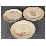 Three Pink Floral American Dinnerware Platters