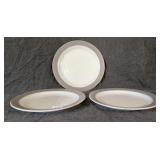 3 Gray Pyrex Plates