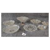 Collection of Clear Glass Bowls, Star Candlesticks