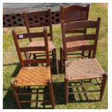 4 Ladderback Chairs w/ Herringbone Woven Seats