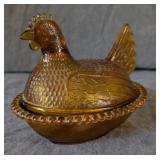 Amber Hen On Nest