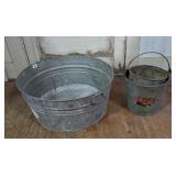 Galvanized Tub, Bucket, & Funnel