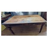 Turned Leg 6 Board Rustic Pine Top Table