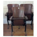 3 Floor Mounting Iron & Wood Folding Chairs